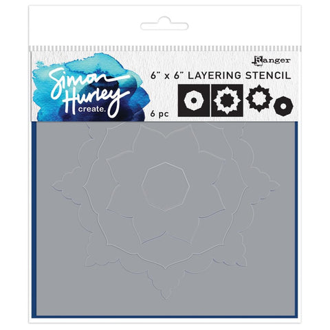 Ranger Simon Hurley Create 6x6 Layering Stencil - Flowering Mandala