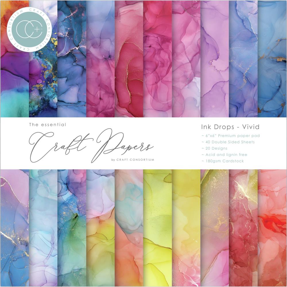 Craft Consortium 6x6 Paper Pad - Ink Drops Vivid