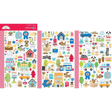 Doodlebug Design Mini  Icon  Cardstock  Stickers -Doggone