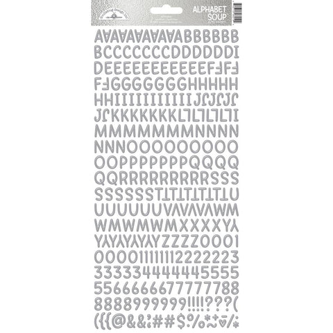 Doodlebug Design  Alphabet Soup Puffy Stickers 6" x 13" - Silver