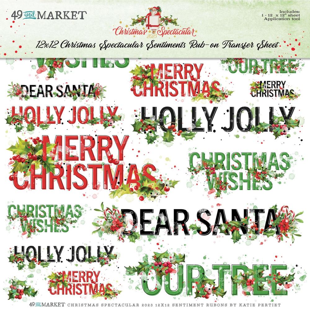 49 and Market 12x12  Sentiment Rub Ons Transfer sheet [Collection]  - Christmas Spectacular Classic