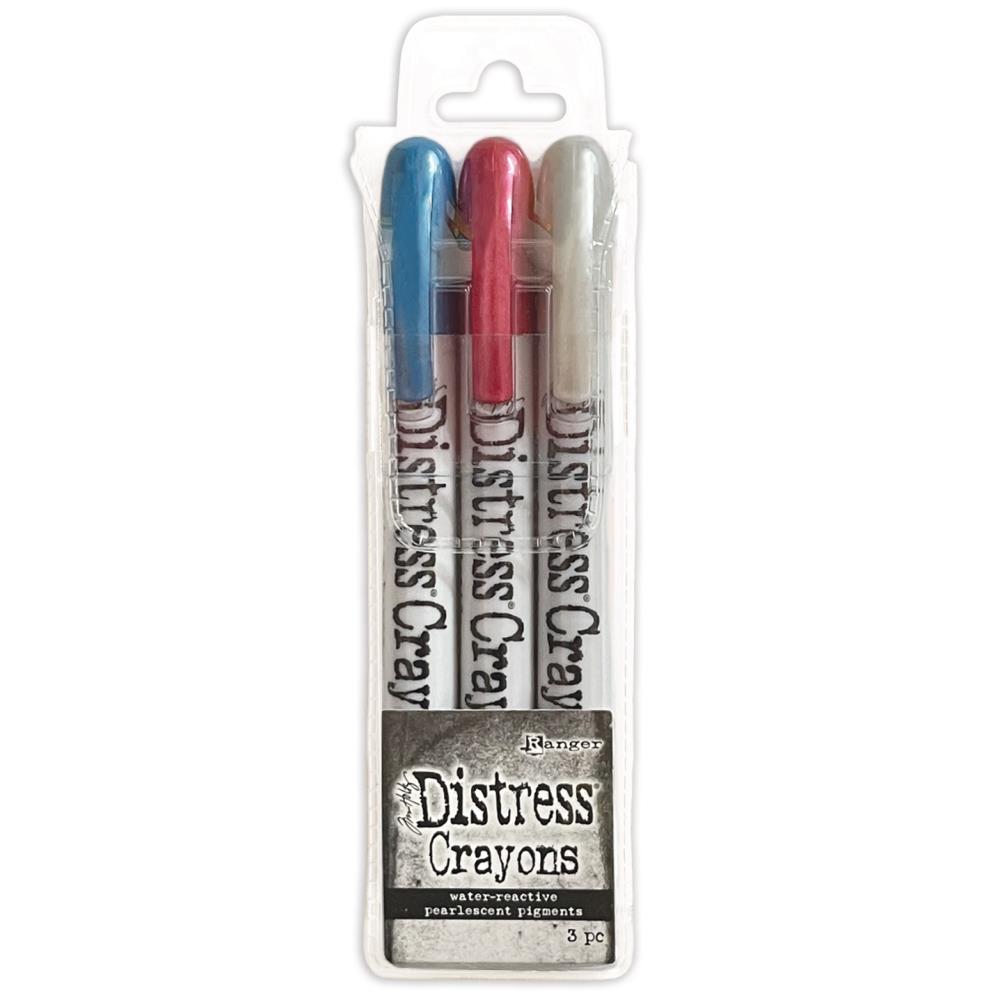 Tim Holtz Distress Crayons  -  Holiday  Set 5   - Juniper Berry, Frozen Fog, Yuletide