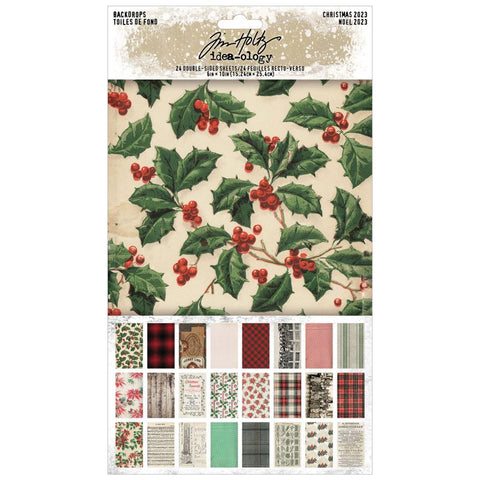 Tim Holtz Idea-ology - Backdrops Double Sided Cardstock 6"x 10" Christmas 2023