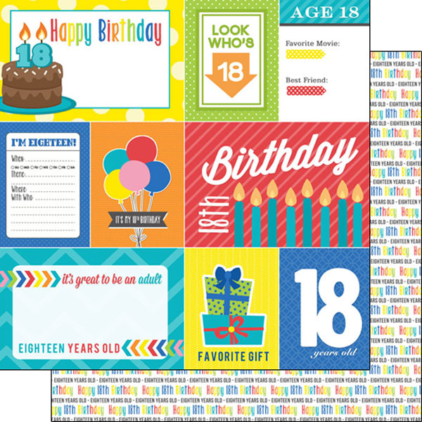 Scrapbook Customs 12x12 Paper -  18th Birthday Journal