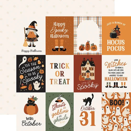 Carta Bella 12x12 Paper  [Collection] - Handmade Halloween - 3x4 Journaling Cards
