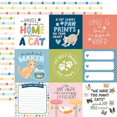 Echo Park Paper 12x12 Cardstock  [Collection] - Cat Lover - 4x4 Journaling Cards