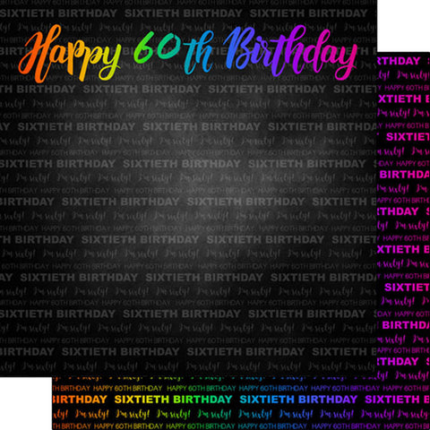 Scrapbook Customs 12x12 Paper -  Neon 60th Birthday