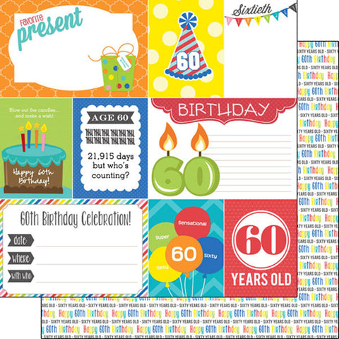 Scrapbook Customs 12x12 Paper - 60th Birthday