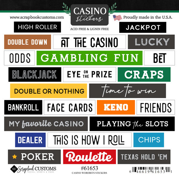 Scrapbook Customs  -  Casino Wordbits stickers