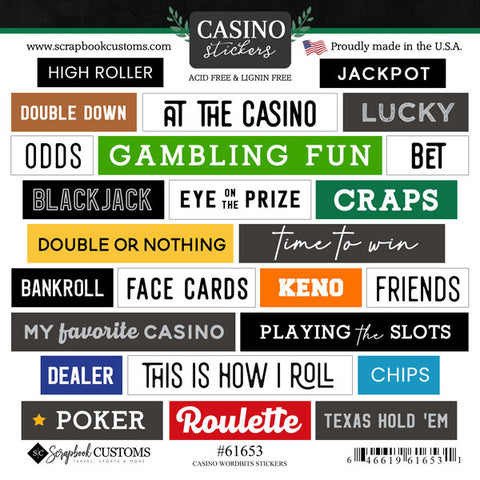 Scrapbook Customs  -  Casino Wordbits stickers