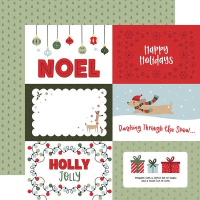 Echo Park Paper 12x12 Cardstock  [Collection] - Here Comes Santa Paws - 6x4 Journaling Cards