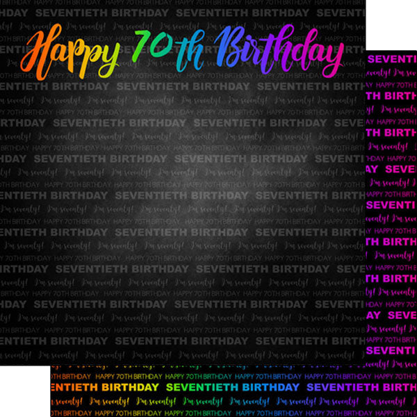 Scrapbook Customs 12x12 Paper -  Neon 70th Birthday (