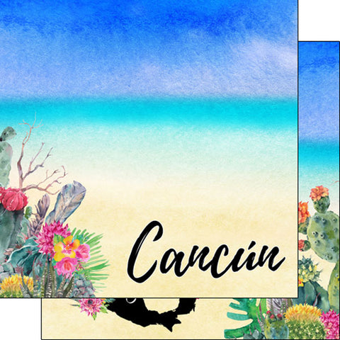 Scrapbook Customs 12x12 Paper - Mexico - Cancun Getaway