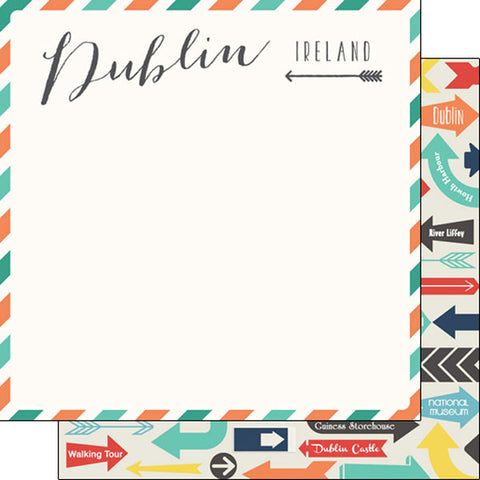 Scrapbook Customs 12x12 Paper - Dublin Memories Air Mail