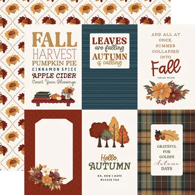 Carta Bella 12x12 Paper  [Collection] - Here Comes Autumn  - 4x6 Journaling Cards