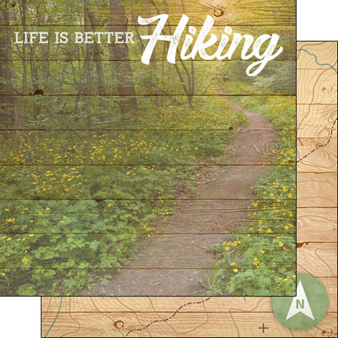 Scrapbook Customs 12x12 Paper - Hiking, Life Is Better