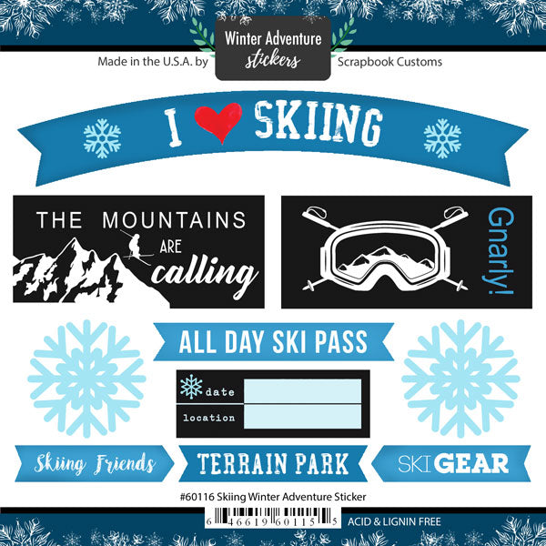 Scrapbook Customs Sticker - Skiing