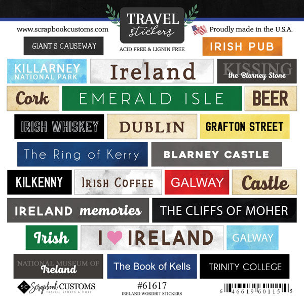 Scrapbook Customs  -  Ireland Wordbits stickers