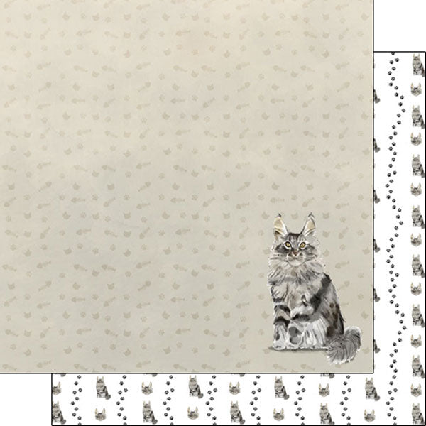 Scrapbook Customs 12x12 Paper - Maine Coon Watercolor