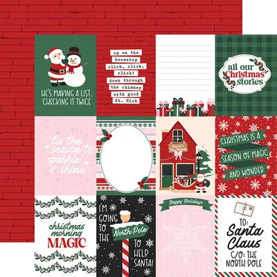 Echo Park Paper 12x12 Cardstock  [Collection] - North Pole Christmas - 3x4 Journaling Cards