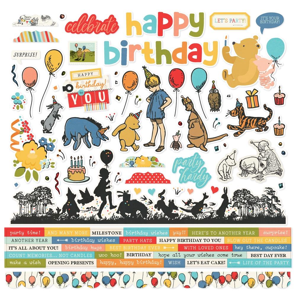 Simple Stories 12x12  Cardstock  Stickers  [Collection] - Say Cheese Classic Pooh Birthday