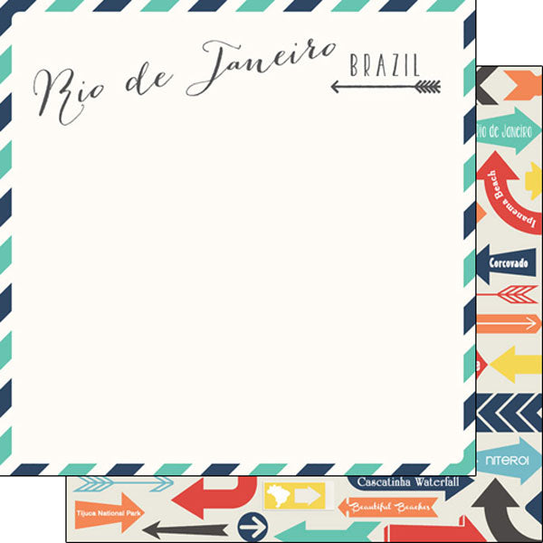 Scrapbook Customs 12x12 Paper - Rio De Janeiro Memories Air Mail