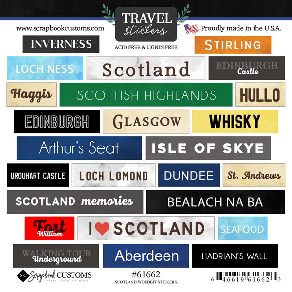 Scrapbook Customs  -  Scotland Wordbits stickers
