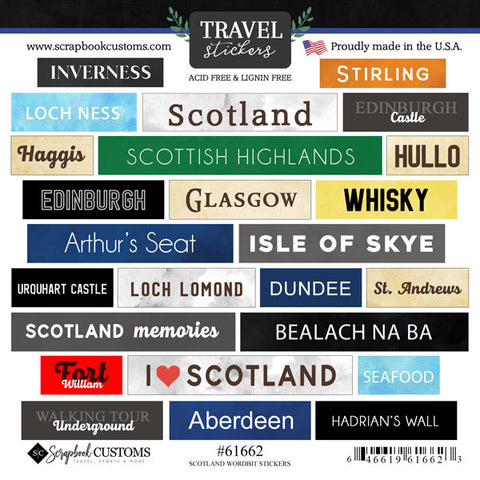 Scrapbook Customs  -  Scotland Wordbits stickers