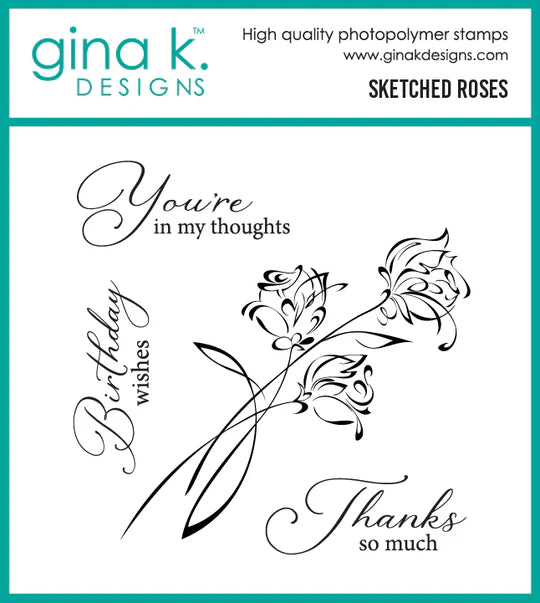 Gina K Designs Polymer Stamps - Sketched Roses