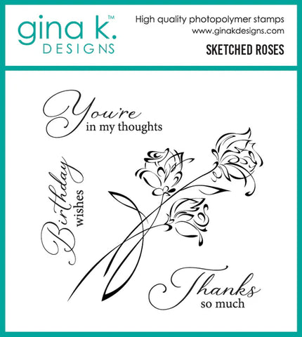 Gina K Designs Polymer Stamps - Sketched Roses