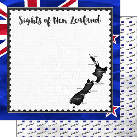 Scrapbook Customs 12x12 Paper - New Zealand Flag Sights