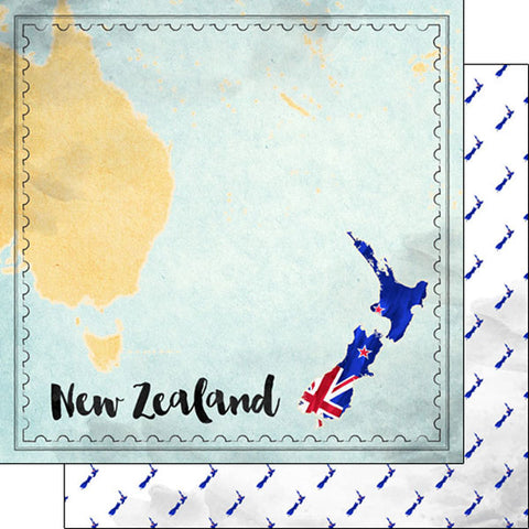 Scrapbook Customs 12x12 Paper - New Zealand Map Sights