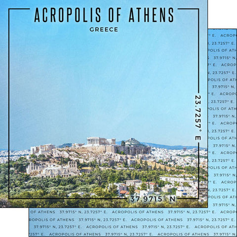 Scrapbook Customs 12x12 Paper - Greece Acropolis of Athens