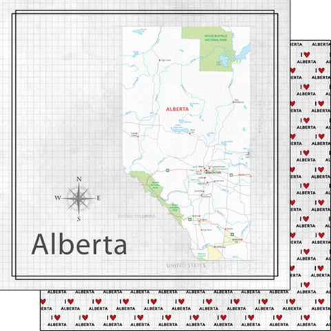 Scrapbook Customs 12x12 Paper - Alberta Adventure Map