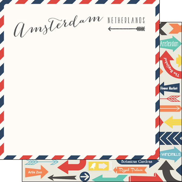 Scrapbook Customs 12x12 Paper - Amsterdam Memories Airmail