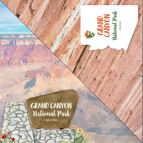 Scrapbook Customs 12x12 Paper - Arizona -  Grand Canyon National Park Watercolor