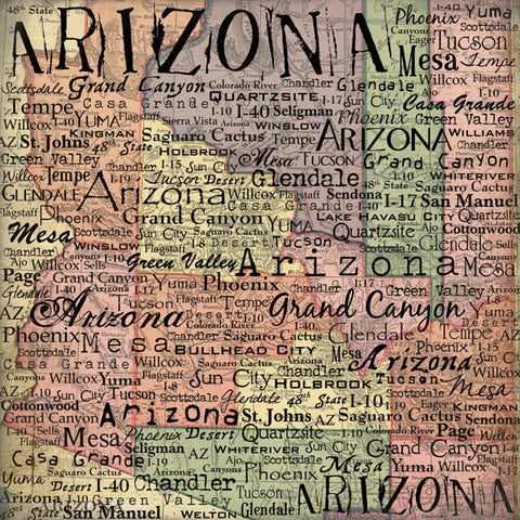 Scrapbook Customs 12x12 Paper - Arizona Map