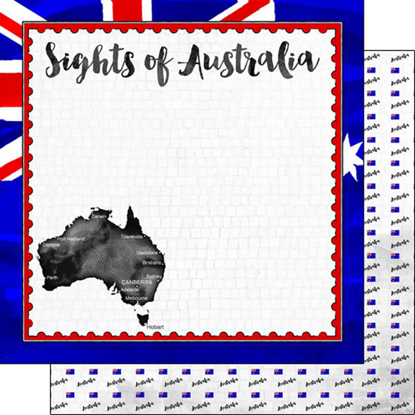 Stamping Station 12x12 Paper -Australia Flag Sights