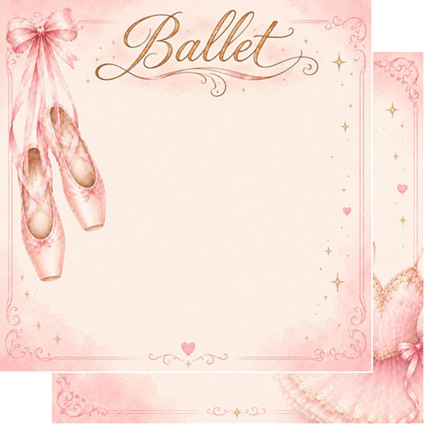 Scrapbook Customs 12x12 Paper - Ballet Dance Watercolor