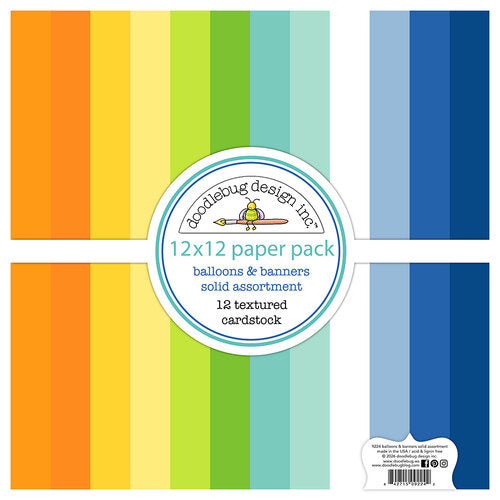 Doodlebug Design 12x12 paper Collection - Balloons & Banners - Solid Assortment