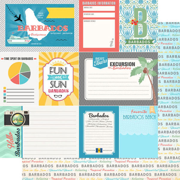 Scrapbook Customs 12x12 Paper - Barbados Travel Journal
