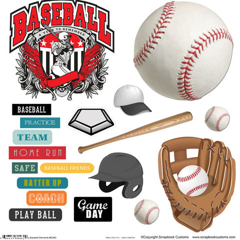 Scrapbook Customs Sticker - Baseball Sticker Cut-outs