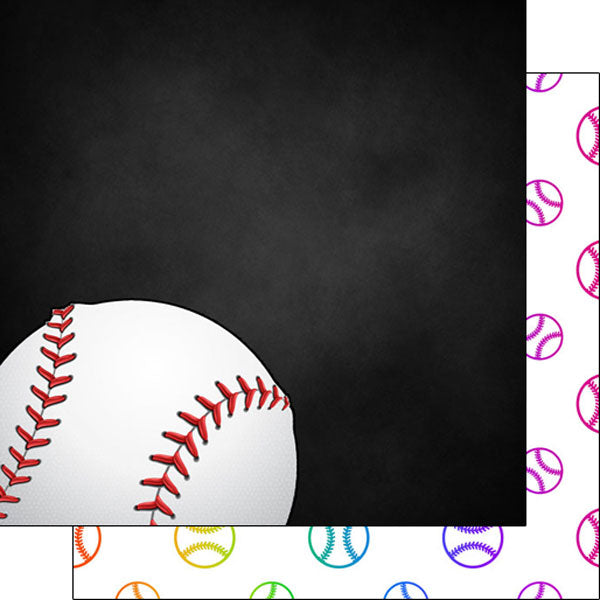 Scrapbook Customs 12x12 Paper - Baseball Neon 2