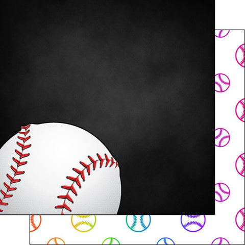 Scrapbook Customs 12x12 Paper - Baseball Neon 2