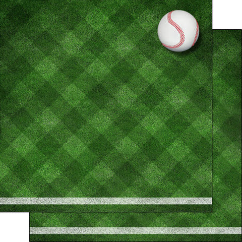 Scrapbook Customs 12x12 Paper - Baseball on Field
