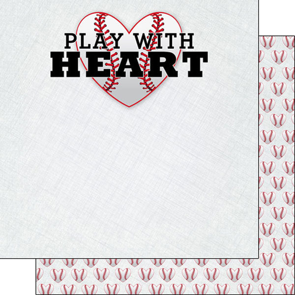 Scrapbook Customs 12x12 Paper - Baseball - Play With Heart