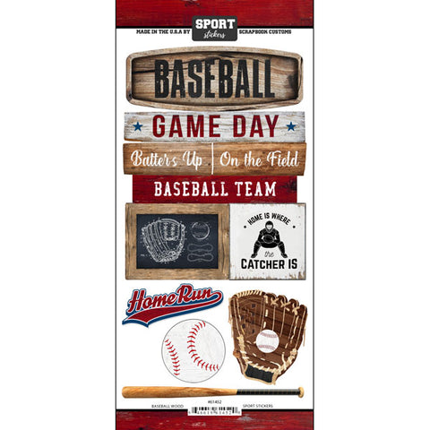 Scrapbook Customs Sticker - Baseball Wood Sports sticker