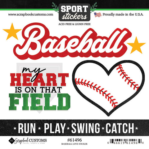 Scrapbook Customs  -  Baseball Love Sticker