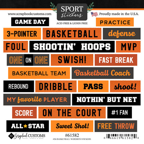 Scrapbook Customs  -  Basketball Wordbits stickers