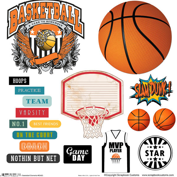 Scrapbook Customs Sticker - Basketball Sticker Cut-outs